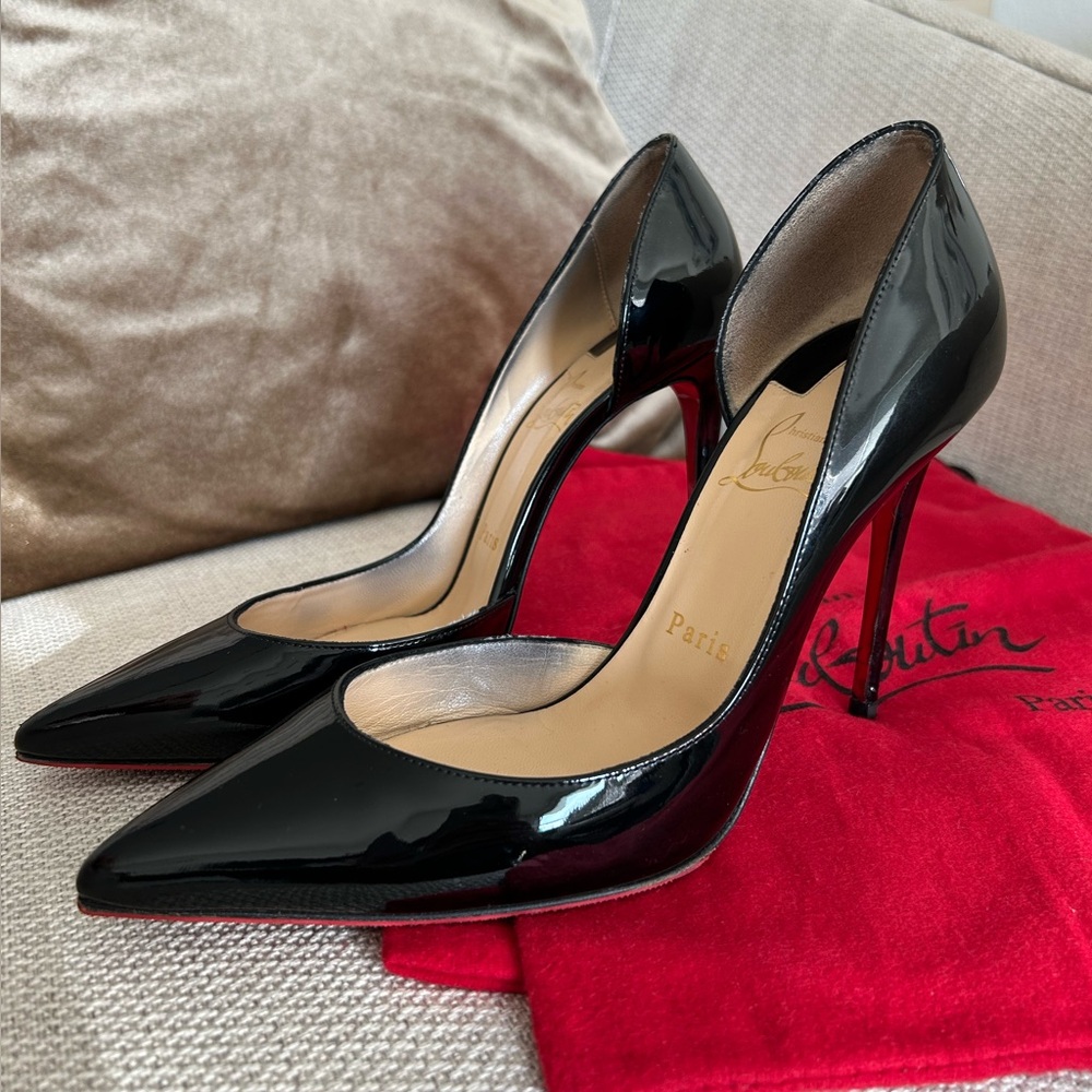Christian Louboutin Iriza Black Patent 100mm Pumps
